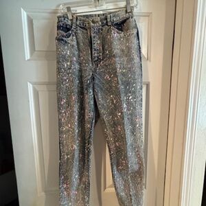 No Excuses Paint sprayed jeans -SZ 9/10- acid washed